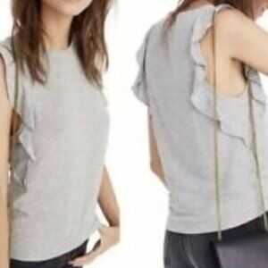 Madewell Metallic Ruffle Tank Gray Gold